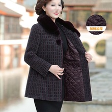 中老年女秋装水貂绒外套加棉加厚40岁50洋气妈妈冬装羊绒毛呢上衣