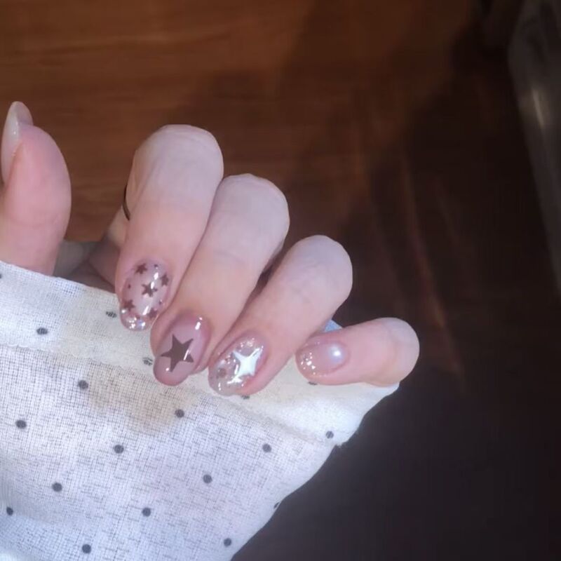 【Shallow Star Honey】Early autumn sweet gradient star cat-eye handmade nail art, gentle, elegant, and makes your skin look fairer