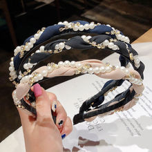 韩国发卡发箍女网红2021年新款超仙气质珍珠褶皱压发圈头箍发饰