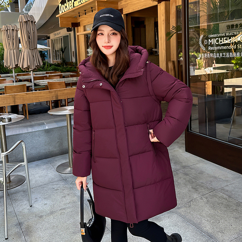 2025 nueva mujer de invierno desmonta las mangas dos chalecos de algodón de mujer coreana suelta larga chaqueta con capuz