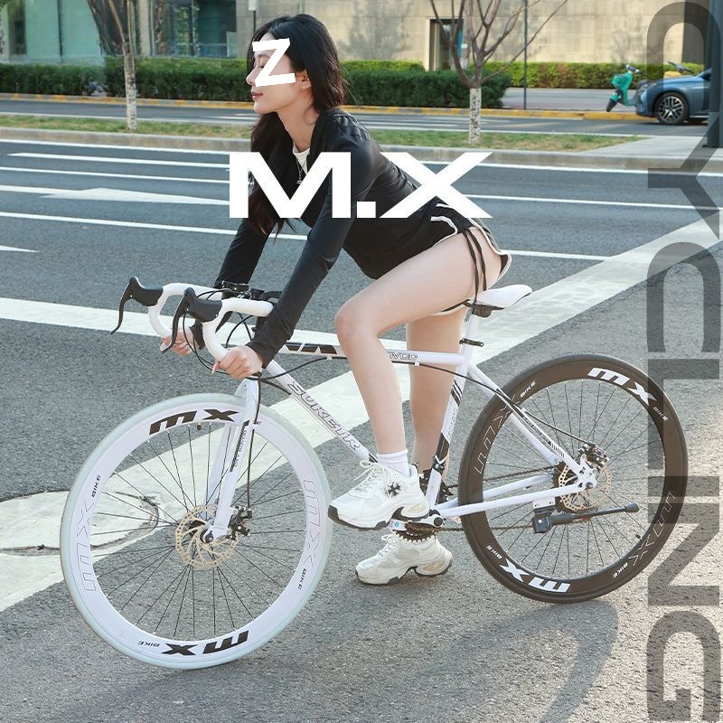 2025 New High Carbon Steel Fixed Gear Road Bike Variable Speed Enterprise-Level Bicycle Spring Fork Solid Tire Riding Equipment