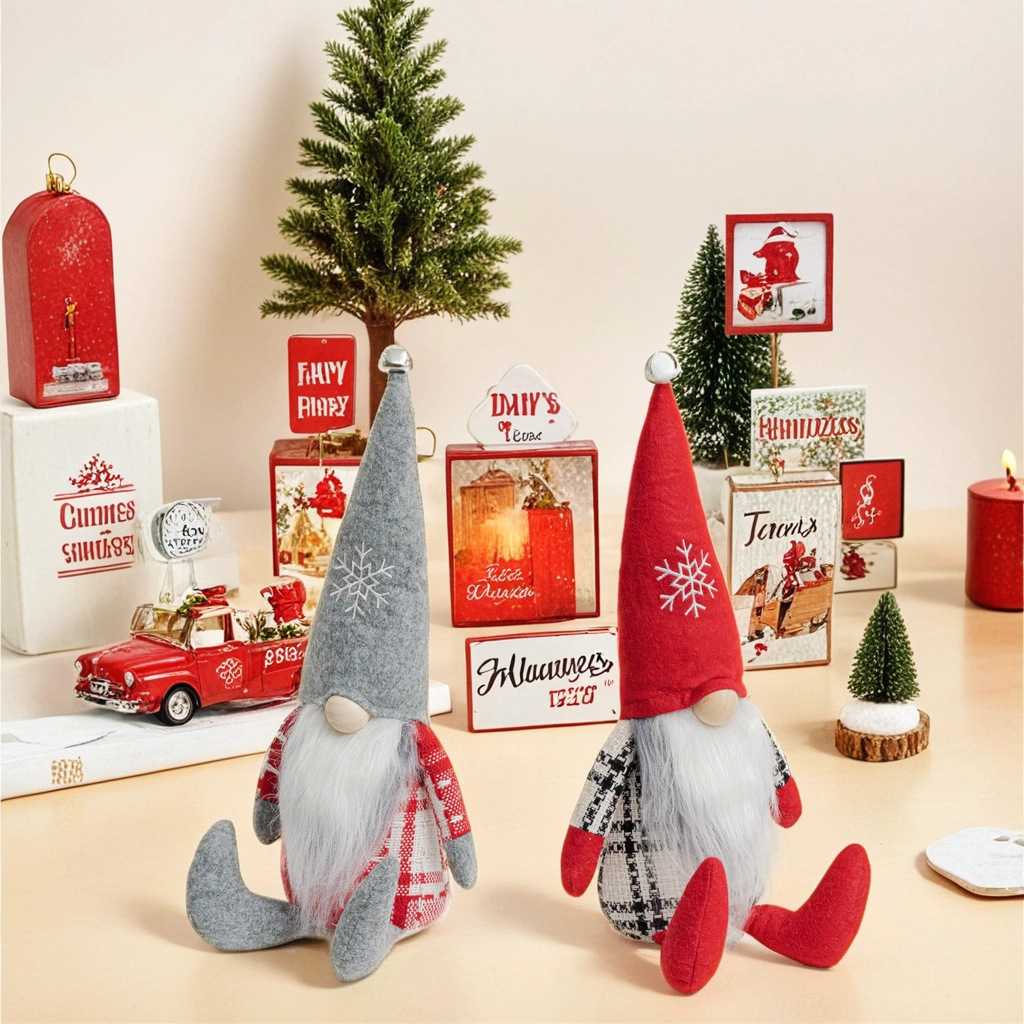 Cross-border Navidad muñeca sin rostro Rudolf vacaciones decoración copo de nieve Campana bordada muñeca decoración de la muñeca al por mayor