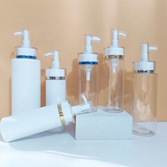 Acrylic lotion bottle PET bottle body 100ml-750ml white transparent plastic bottle shampoo bottling