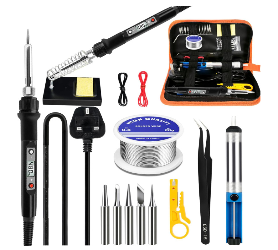 Soldador eléctrico con pantalla digital de 60/80W, soldadura doméstica, temperatura ajustable, pluma de soldadura eléctrica de grado industrial, juego de herramientas de reparación