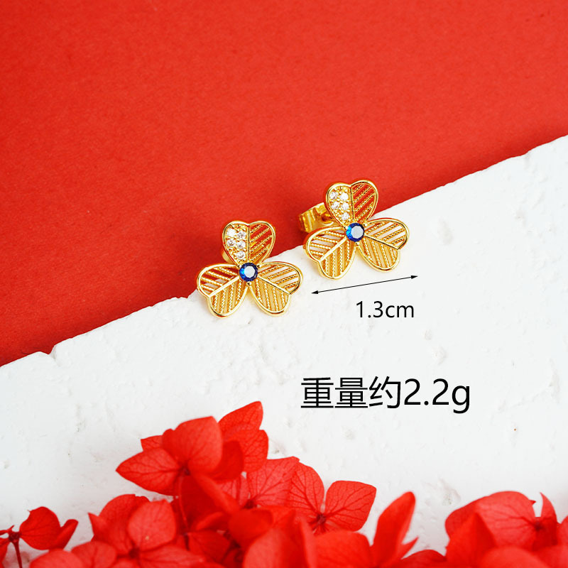 Antiguo estilo vietnamita arenas flores pernos de orejas de alta calidad para mujeres no se desvanecen cuatro hojas cinco flores joyas de orejas de aleación de latón