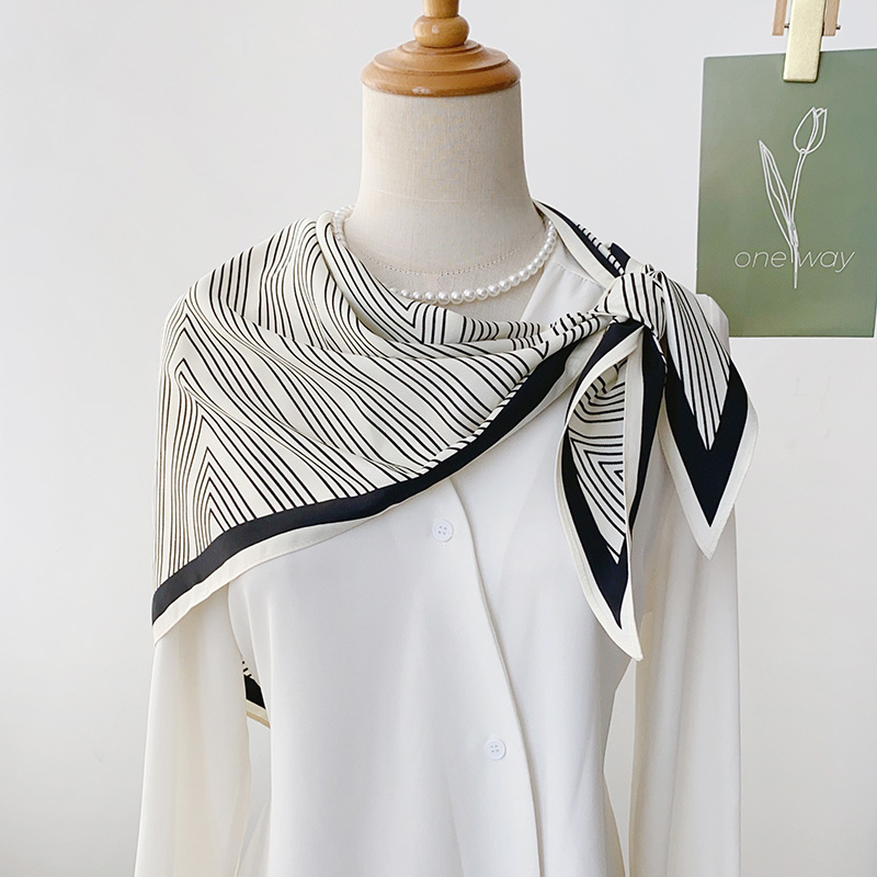 Bufanda triangular delgada de moda, cinturón multifuncional, bufanda de negocios, bufanda de seda estampada de línea de moda de alta gama para damas image 7