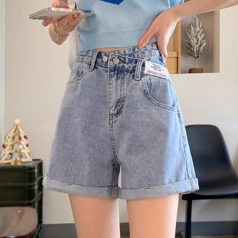 Women's Loose Denim Shorts Autumn Summer 2023 New Student Petite Versatile Design A-Line Straight Hot Pants