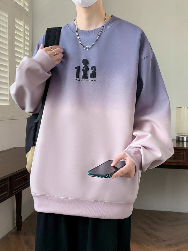 春秋季青少年渐变圆领卫衣男孩12-15岁初高中学生长袖打底衫上衣T|undefined