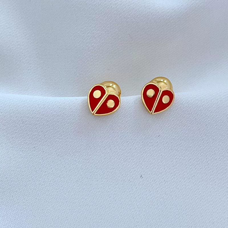 Red enamel, earrings, necklace, hand painting, simple and elegant design