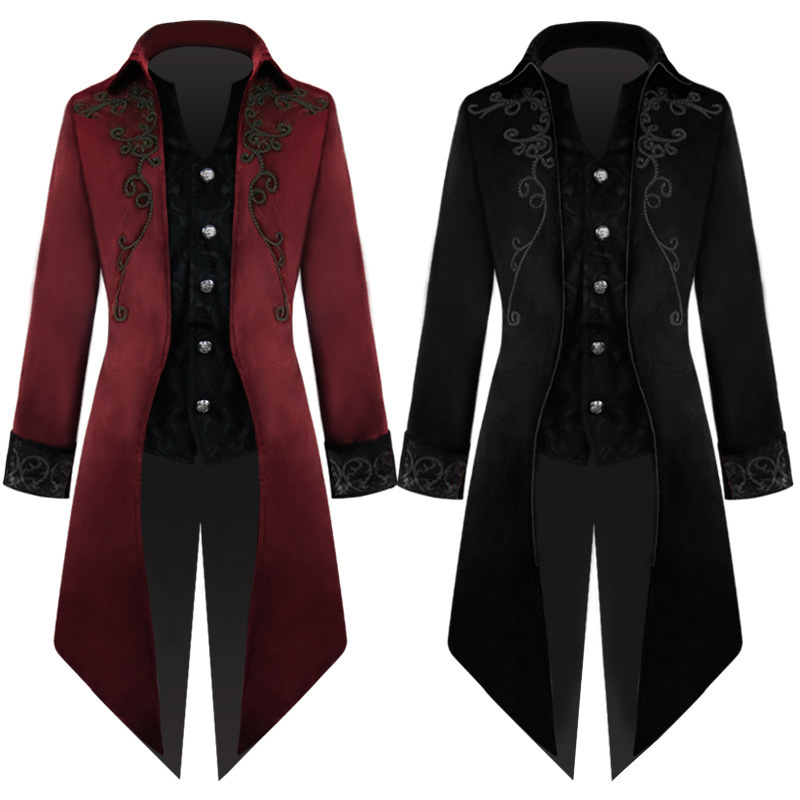 Man Yi Fang 2023 Halloween Amazon European and American Retro Clothing Mid-Length Punk Men's Coat Court Tailcoat Man Yi Fang 2023 Halloween Amazon European and American Retro Clothing Mid-Length Punk Men's Coat Court Tailcoat