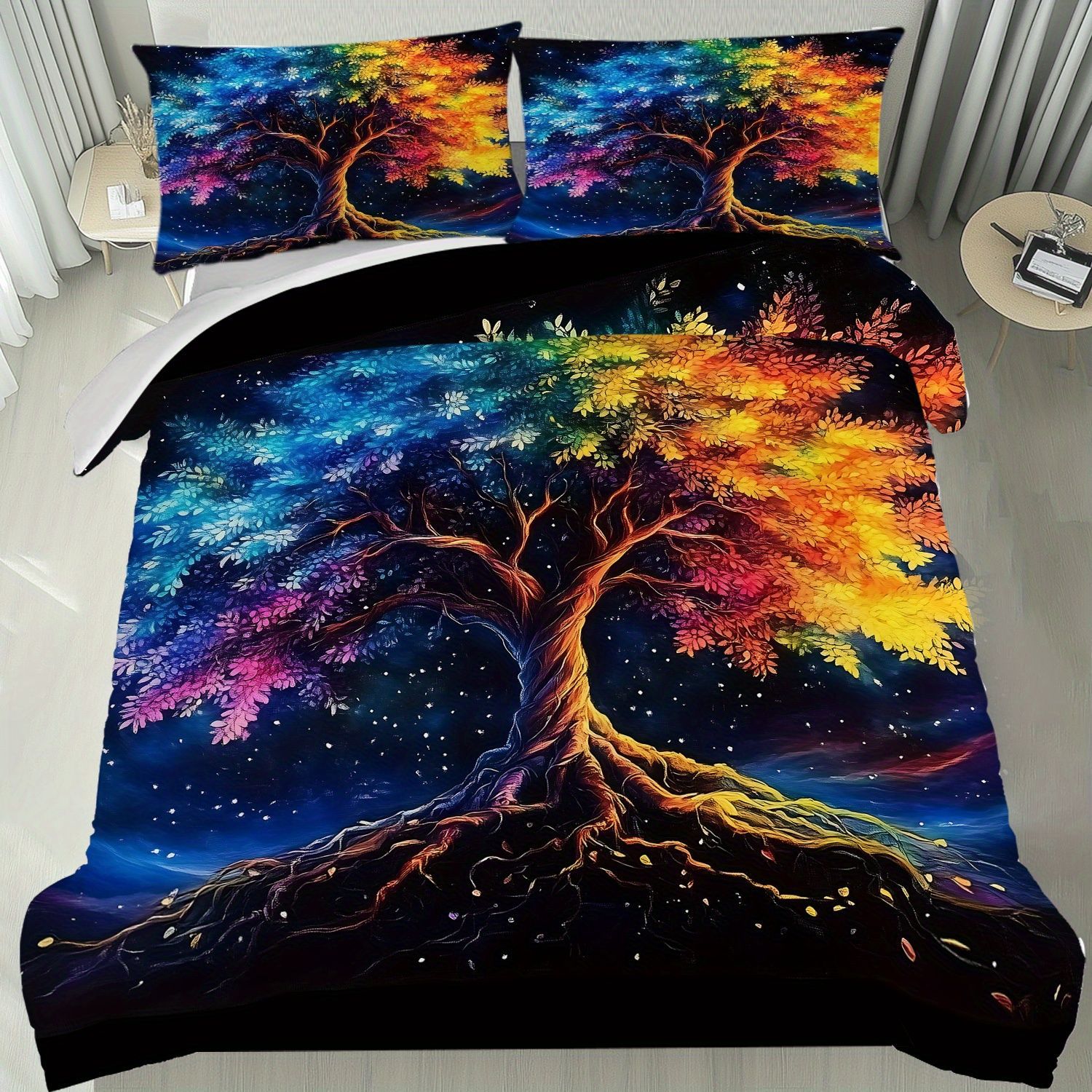 TEMU / JIT transfronterizo para brillante árbol de vida polido impresión digital kit de edredón textil para el hogar