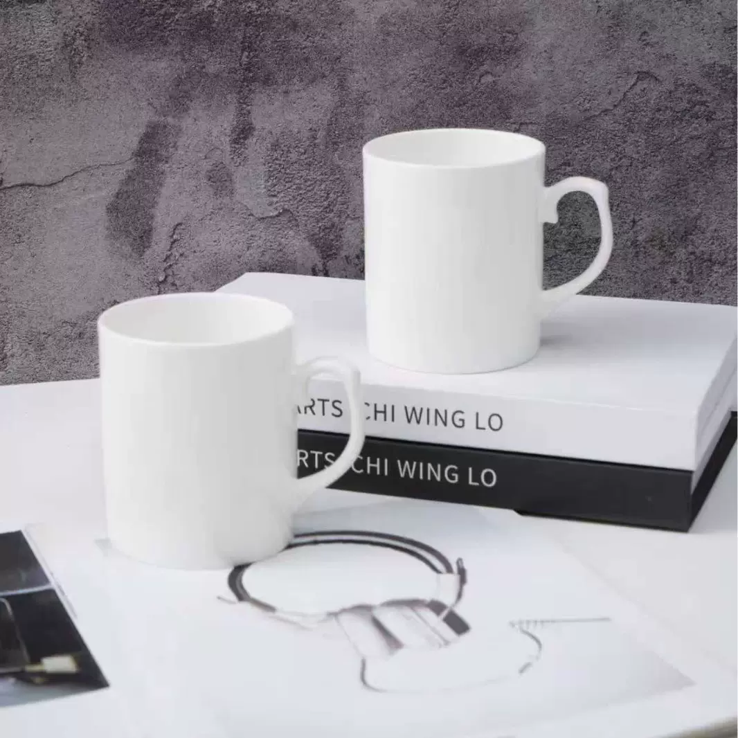 厂家批发纯白陶瓷办公室会议杯家用水杯创意广告礼品杯骨瓷马克杯