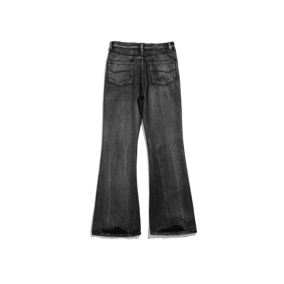 Herrenbekleidung, gewaschene Herren-Jeans – Lässige, gerade geschnittene Freizeitjeans (Schwarz-Grau), Bestseller_voghion.com