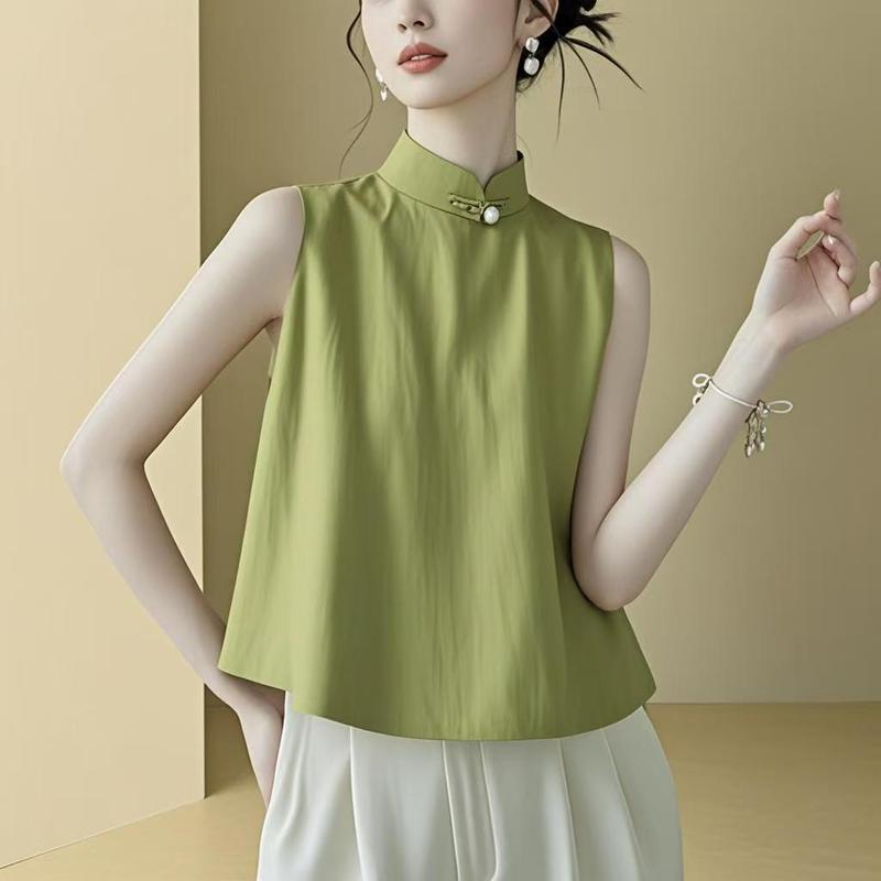 New Chinese Style Sleeveless Top Small Shirt Women's Shirt Explosions 2025 New Summer Loose Vest Shirt