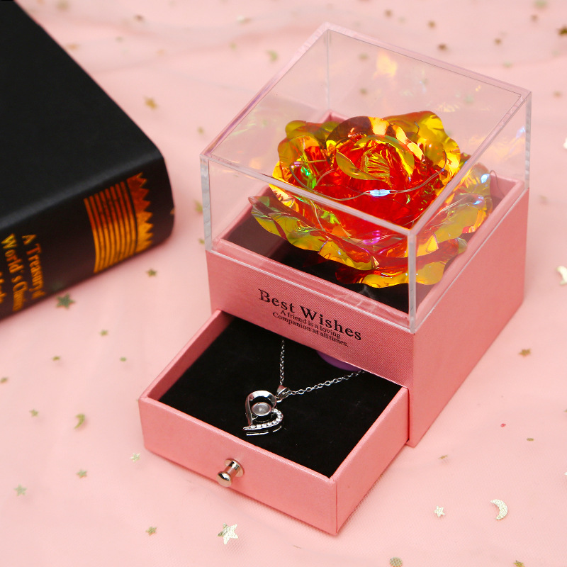 Colorido oro rosa collar joyería caja de regalo del Día de San Valentín perla cristal pulsera traje Amazon nuevo