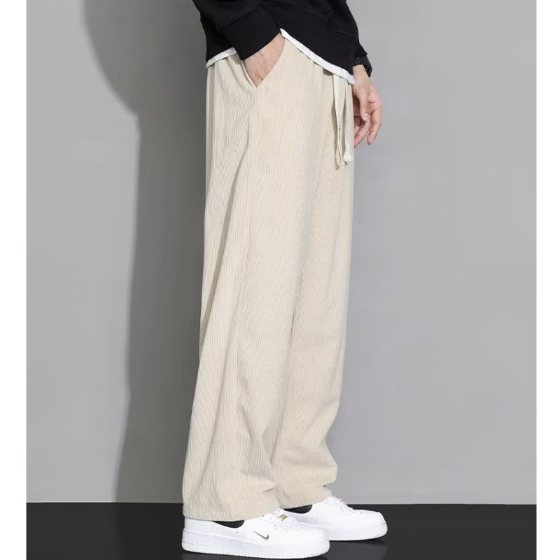 Pantalones de pana de los hombres de primavera y otoño invierno drapeado suelto pantalones de chándal rectos pantalones de pierna ancha pantalones casuales deportivos
