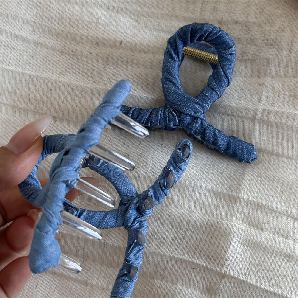 Pinza per capelli in denim alla moda fermaglio shark clip_voghion.com