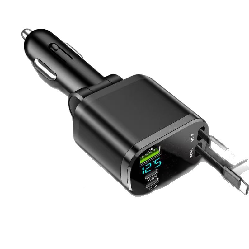 Nuevo cargador de automóviles soporta 120W súper rápido cable telescópico de carga flash un arrastre cinco encendedores de cigarrillos transfronterizos image 6