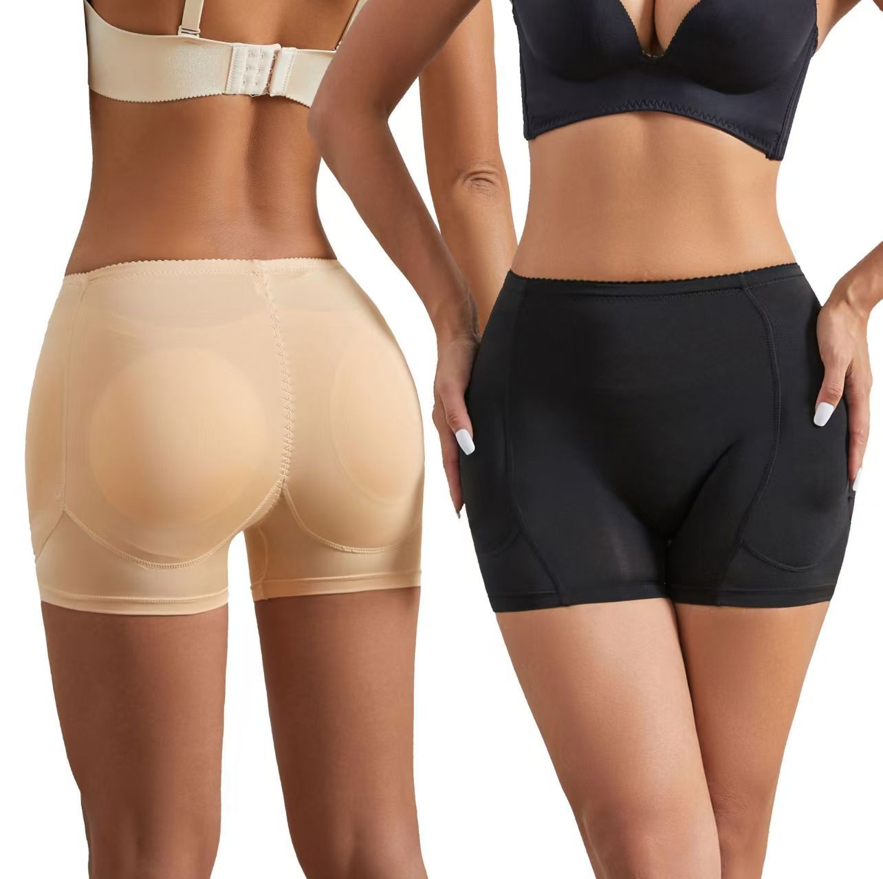 Foreign Trade Cross-Border European and American Women's Tummy Control Shapewear Pants with Hip and Buttock Enhancement, Four Sponge Pads, Peach Butt, Fake Butt, Butt-Lifting Pants