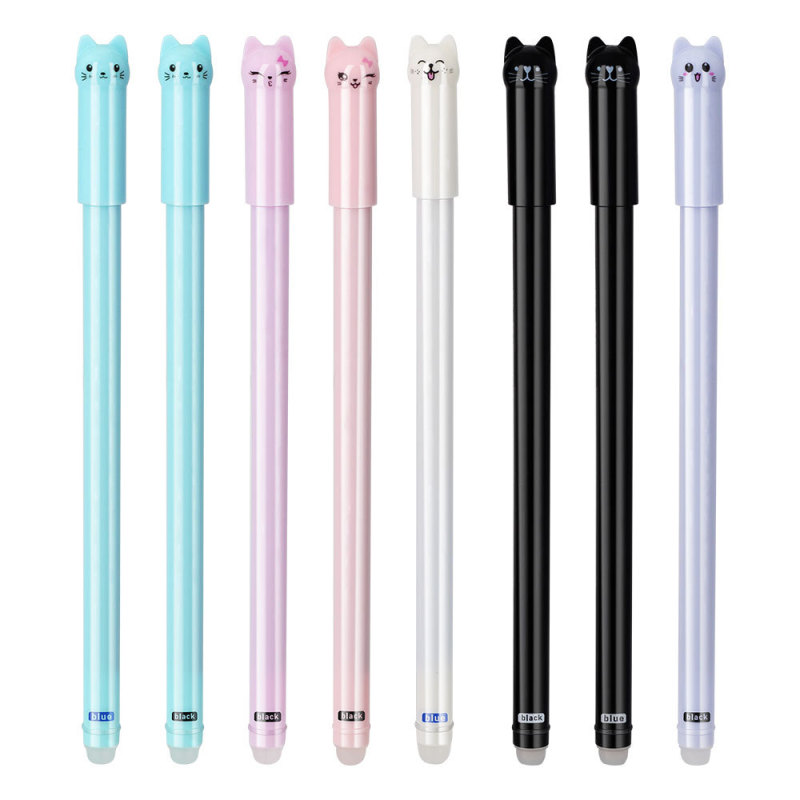 Kitten Erasable Gel Pen 0.5mm Blue Black Refill Office Writing Primary School Student Stationery Wholesale Erasable Design Kitten Erasable Gel Pen 0.5mm Blue Black Refill Office Writing Primary School Student Stationery Wholesale Erasable Design