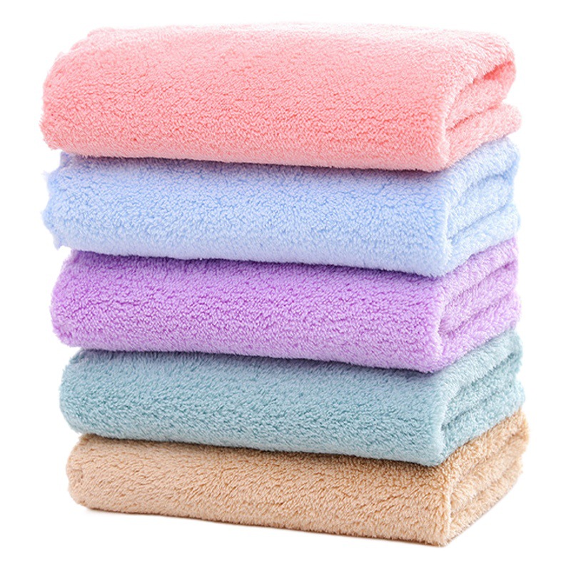 High density coral fleece square towel children wash square towel 30*30 plain cut edge kindergarten towel can do LOGO