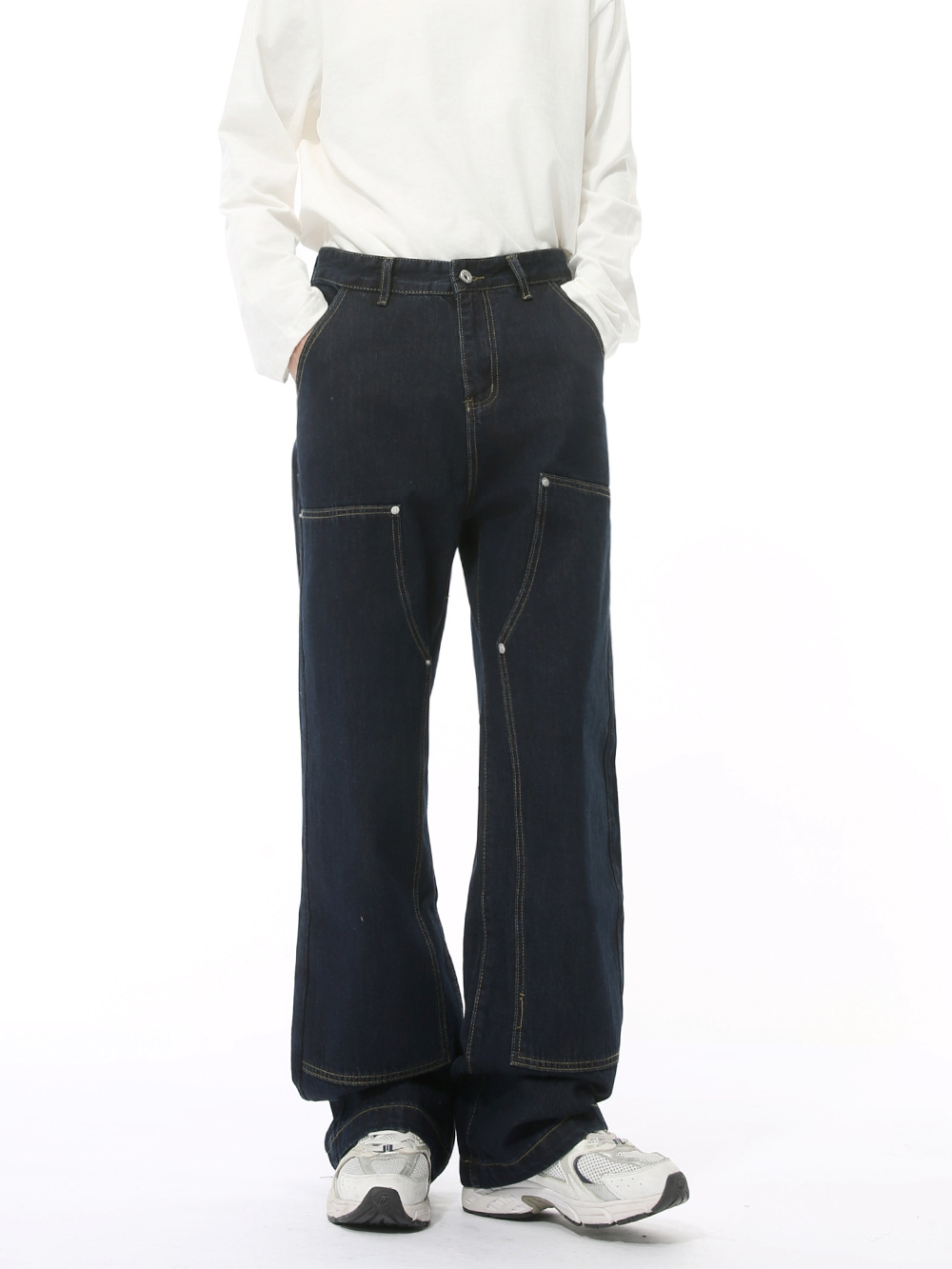 MTLCLOTHES Hombres| Nuevos productos de cuatro estaciones coreanos simplificados de descomposición de lavadoras jeans casuales sueltos