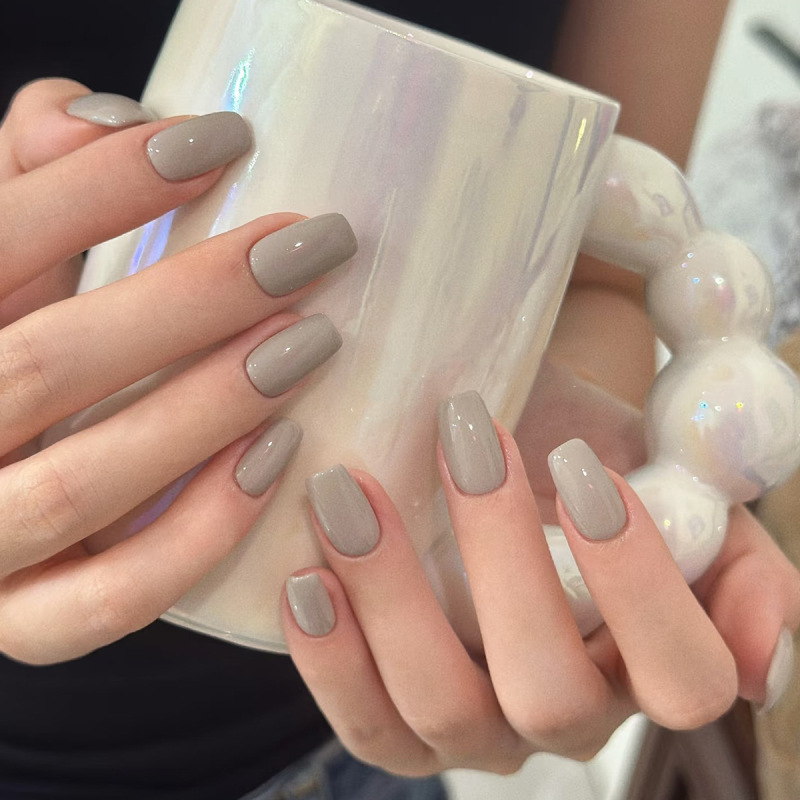 Uñas postizas estilo Ins, arte de uñas transfronterizo, uñas postizas cortas cuadradas, color sólido, pegatinas de uñas simples, uñas postizas para mujer