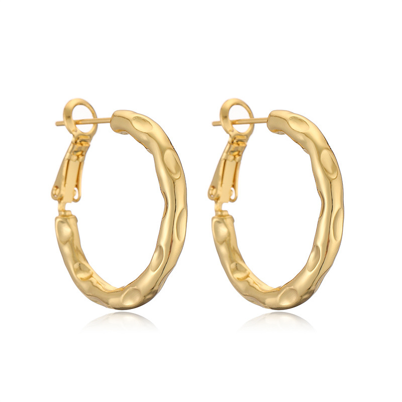 Oro verdadero electroplacado oro en forma de C pendientes de orejas metálicas simples estilo de alta moda pendientes geométricos retro