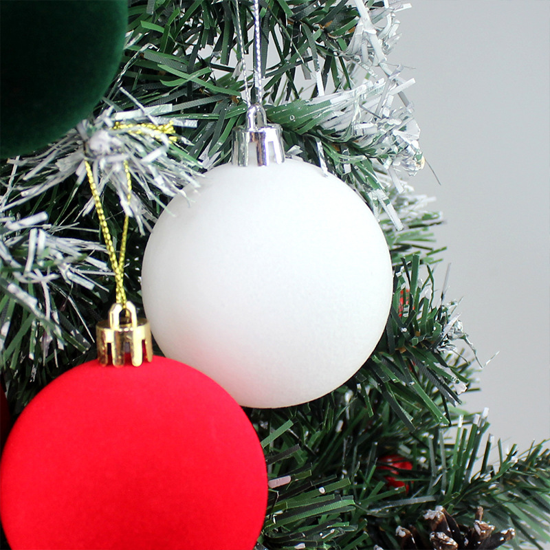Bolas de Navidad flocadas 8CM / 16pcs flocadas bolas de Navidad decoraciones navideñas fábrica tienda directa Navidad