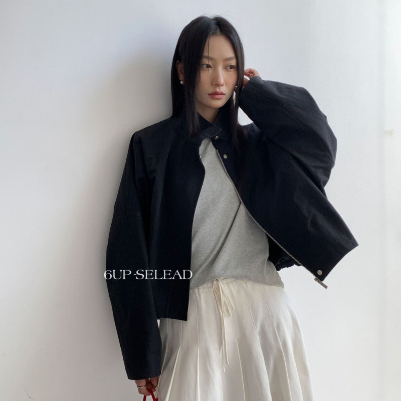 6UP秋韩系极简立领棉夹克拉链外套女13行2025新款穿搭高级感50031|undefined