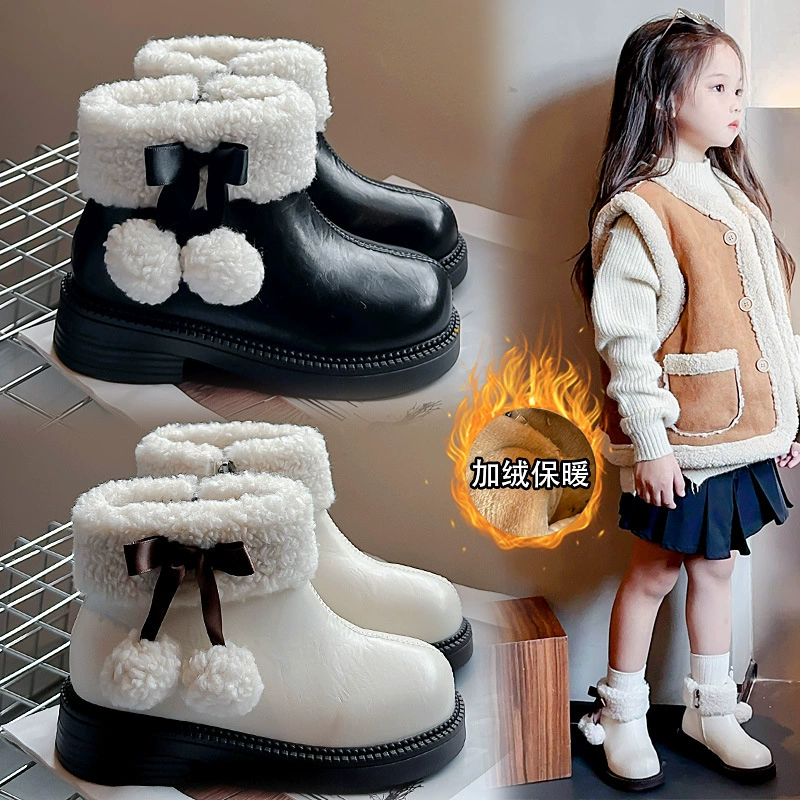 2024 зимние новые детские снежные сапоги для девочек водонепроницаемые средние и средние детские короткие сапоги для девочек