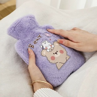 Cute Plush Hot Water Bag Water Injection Explosion-proof Belly Thickened Water Filling Gift Student Hot Compress Hand Warming Cartoon Handbag