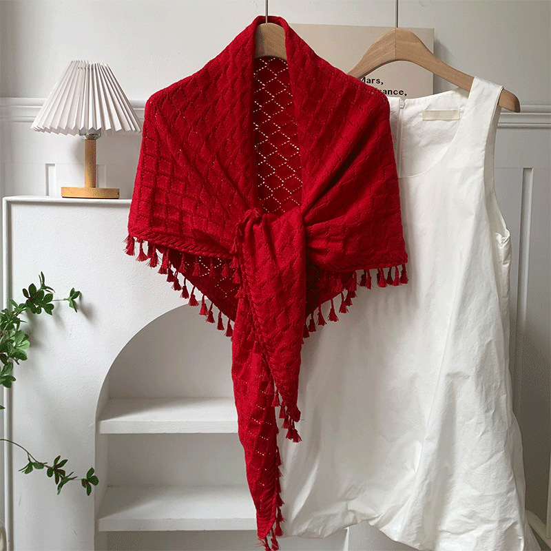 Sopa solar de punto de alta sensación primavera y otoño abrigo versátil con mangas largas cheongsam bufandas de bordas