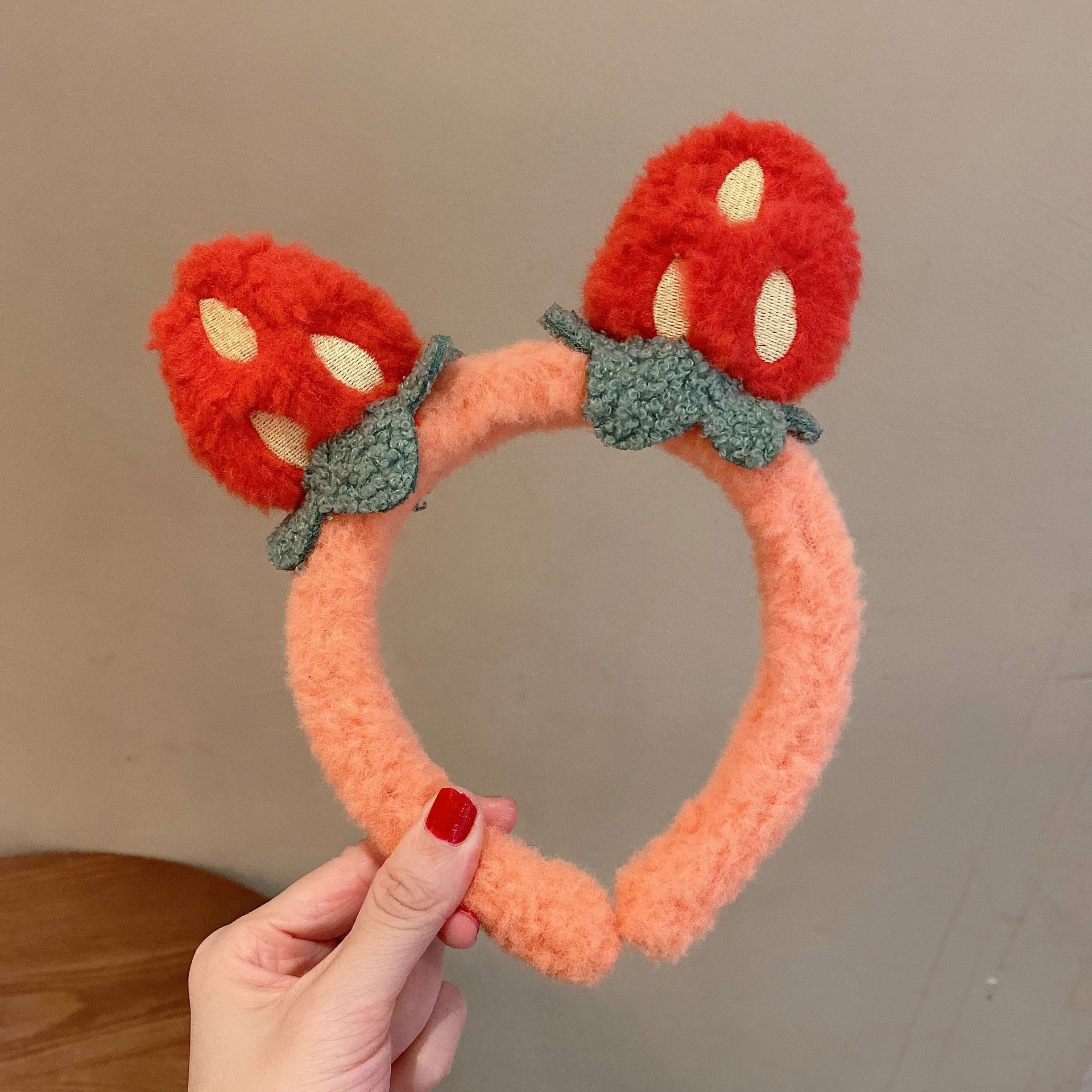 Celebridad online estilo coreano lindo tridimensional fresa diadema banda para el cabello diadema lavado facial maquillaje presión banda para el cabello tocado