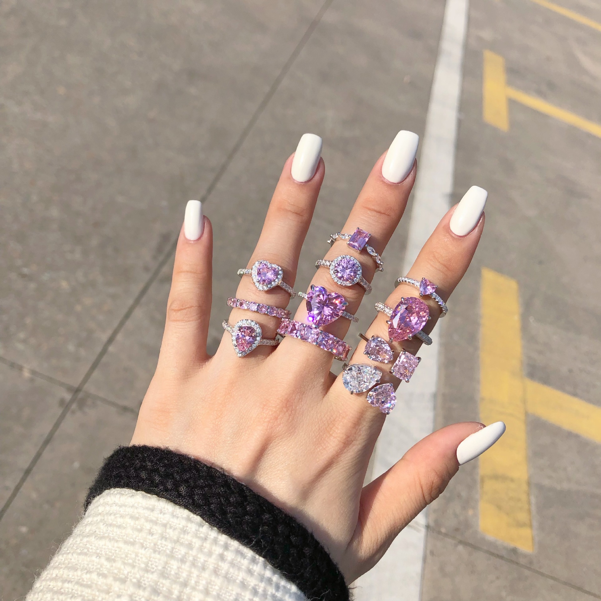 7g Weight Zircon Inlay Material Rings Classification 6, 8, 9 Ring Size 1 Piece Quantity Holiday, Daily Occasion 925 Sterling Silver Material U Shape, Water Droplets, Heart Shape Pattern Women's Gender Inlay Design IG Style, Shiny Style 925 Sterling Silver Zircon U Shape Water Droplets Heart Shape Rings 23
