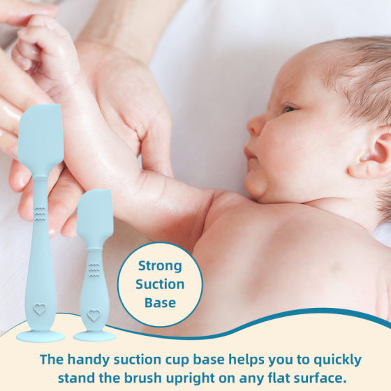 Factory custom soft head silicone scraper baby baby oil ointment applicator with suction cup silicone mask brush suit