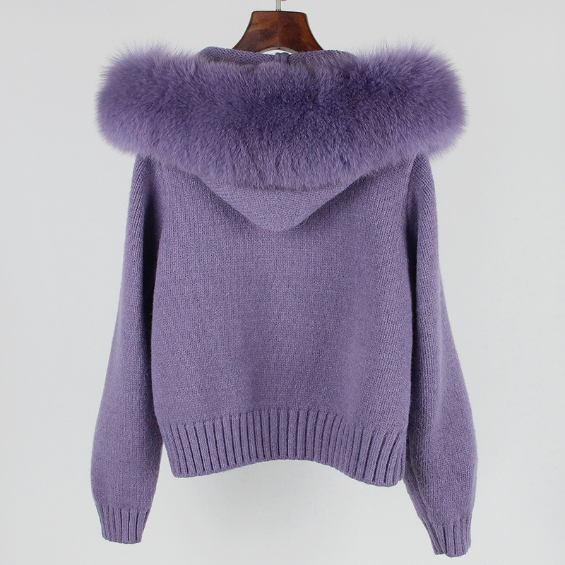 Women's Clothing Spring Jacket Women Zipper Real Fox Fur Collar Hooded Cardigan Tops Jacket Women High end Spring and Autumn_ipsvogv.com