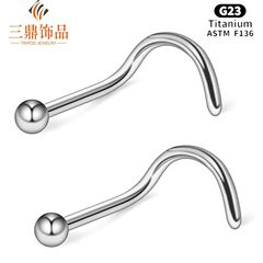 G23 Titanium Alloy Round Ball 5-Character 7-Character S-Bar Nose Bent Nose Ring F136 Cross-Border Hot Selling Body Piercing Jewelry