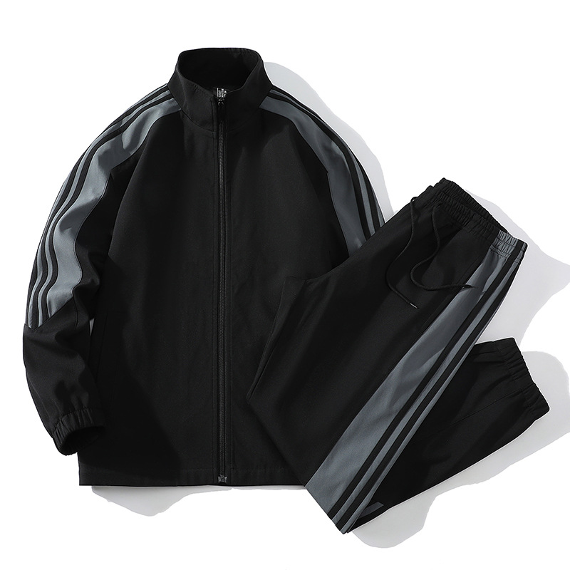 Trajes deportivos transfronterizos de tres barras, chaqueta de cuello vertical de moda para hombres, trajes casuales de primavera y otoño para hombres, tamaño grande