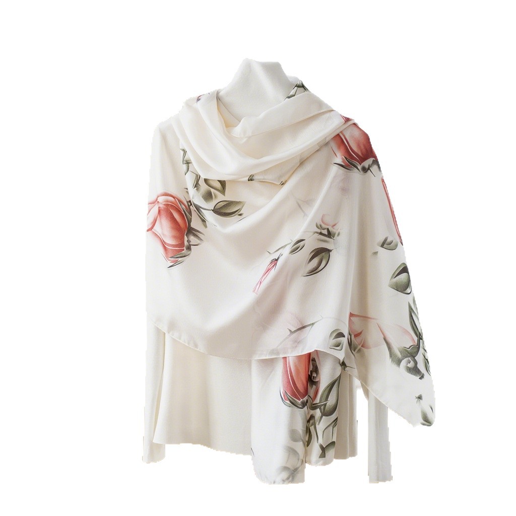 2025 primavera y verano nuevo estilo bufanda de seda mujer ligera y transpirable nueva bufanda de satén de seda para mujer estilo occidental bufanda larga chal