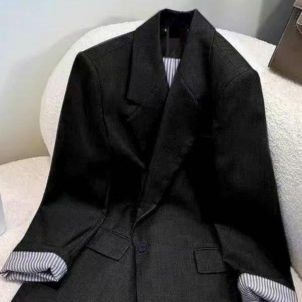 感灰色小西装春秋新款炸街设计感宽松休闲显瘦气质西服外套|undefined