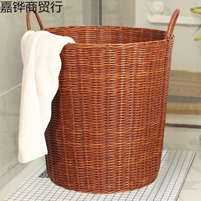 Light Luxury Household Dirty Clothes Storage Basket Dormitory Rattan Storage Basket Bucket Basket Bathroom Clothing Basket Popular Style