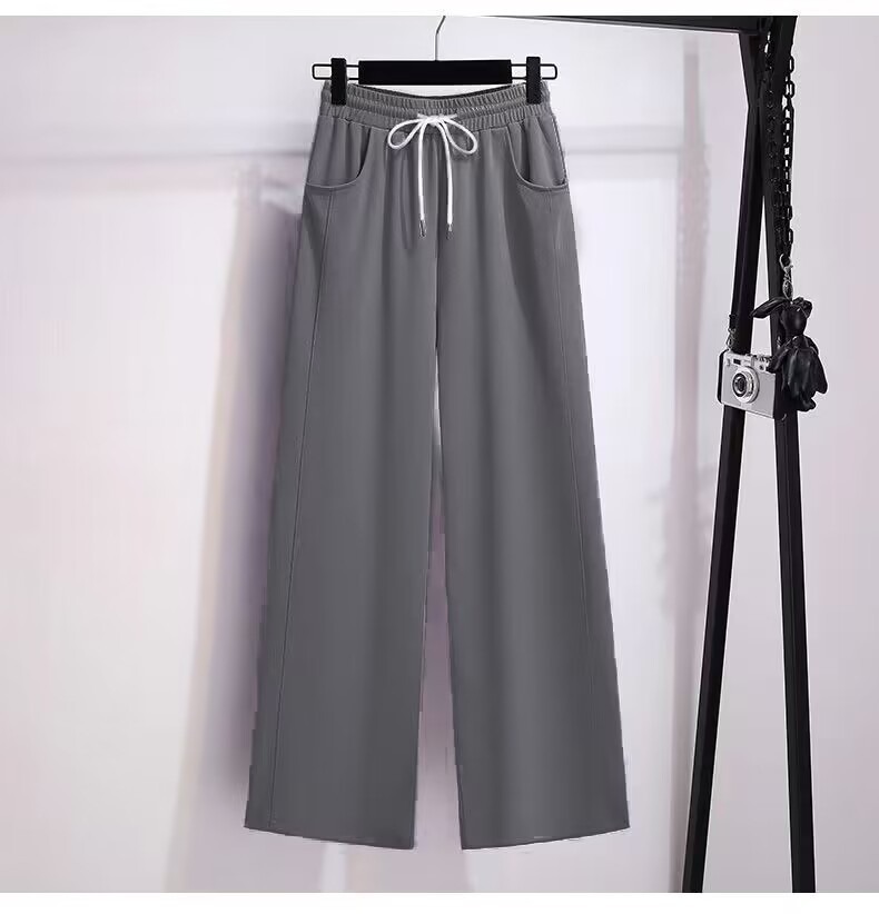Casual Sports Suit For Women, Summer 2023 New Trendy Fashion Sweatshirt And Wide-leg Pants Two-piece Running Outfit_ecoleips.com