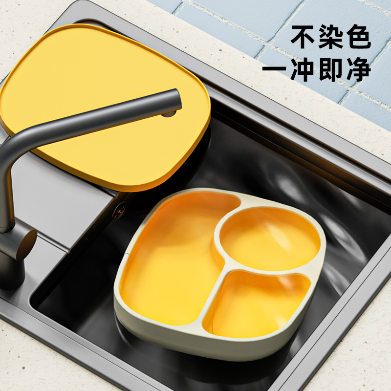 Toukie plato de comedor dividido para bebés cubiertos para niños bolos de alimentos suplementarios para bebés que comen por sí mismos platos de entrenamiento con cubierta