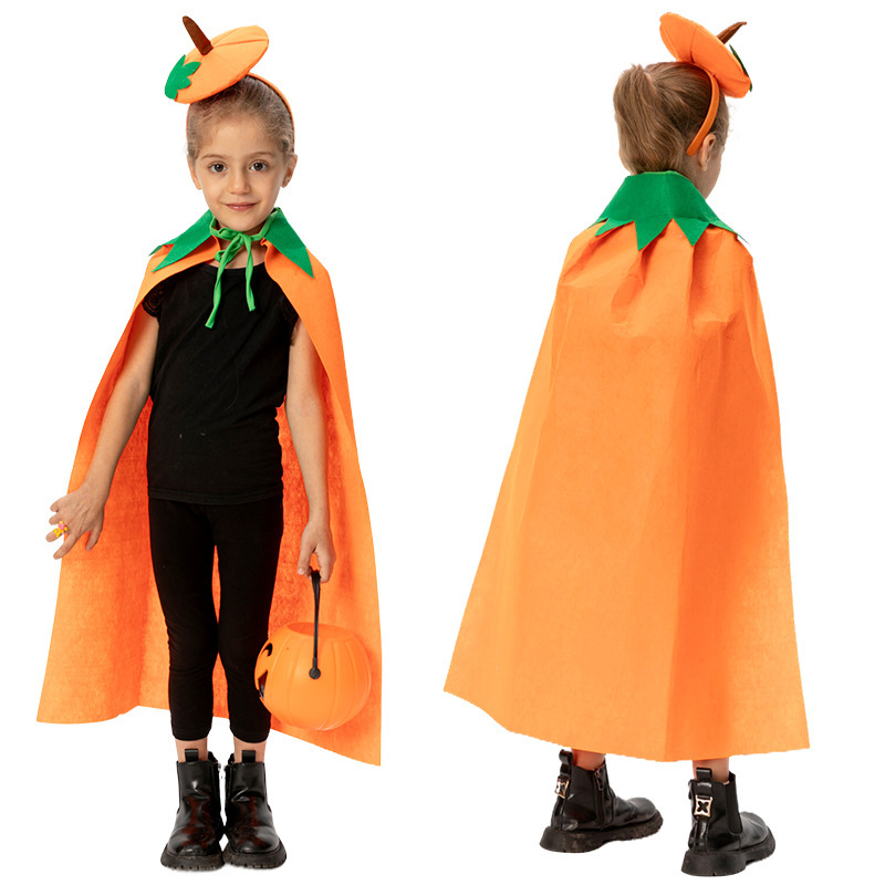 国境を越えたハロウィーンカボチャマント子供マントパーティー衣装かわいい子供カボチャ祭り衣装卸売り|undefined