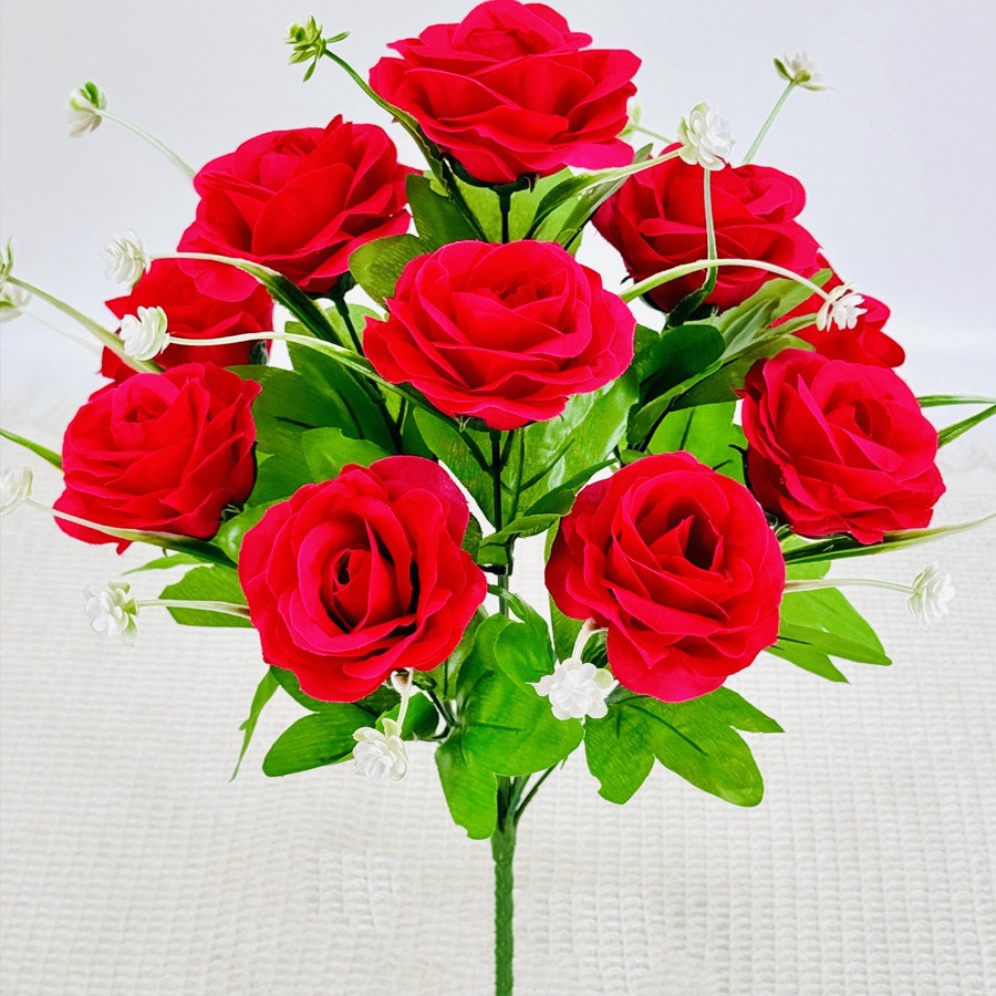 10 flores de rosa arcoíris flores falsas flores de alta calidad decoración de la sala de estar interior ramo de flores decoración de la mesa de comedor del hogar