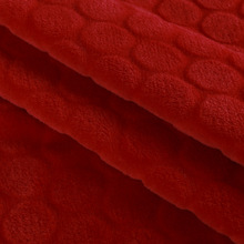 冬季大紅色幾何多邊形法蘭絨面料蜂巢印染布料加絨衛衣睡衣服裝布