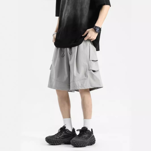 American-style Vibe Quick-Dry Parachute Shorts for Men | Summer Trendy Brand | Loose-Fit Gray Sports Cropped Beach Pants | Casual Assault Trousers