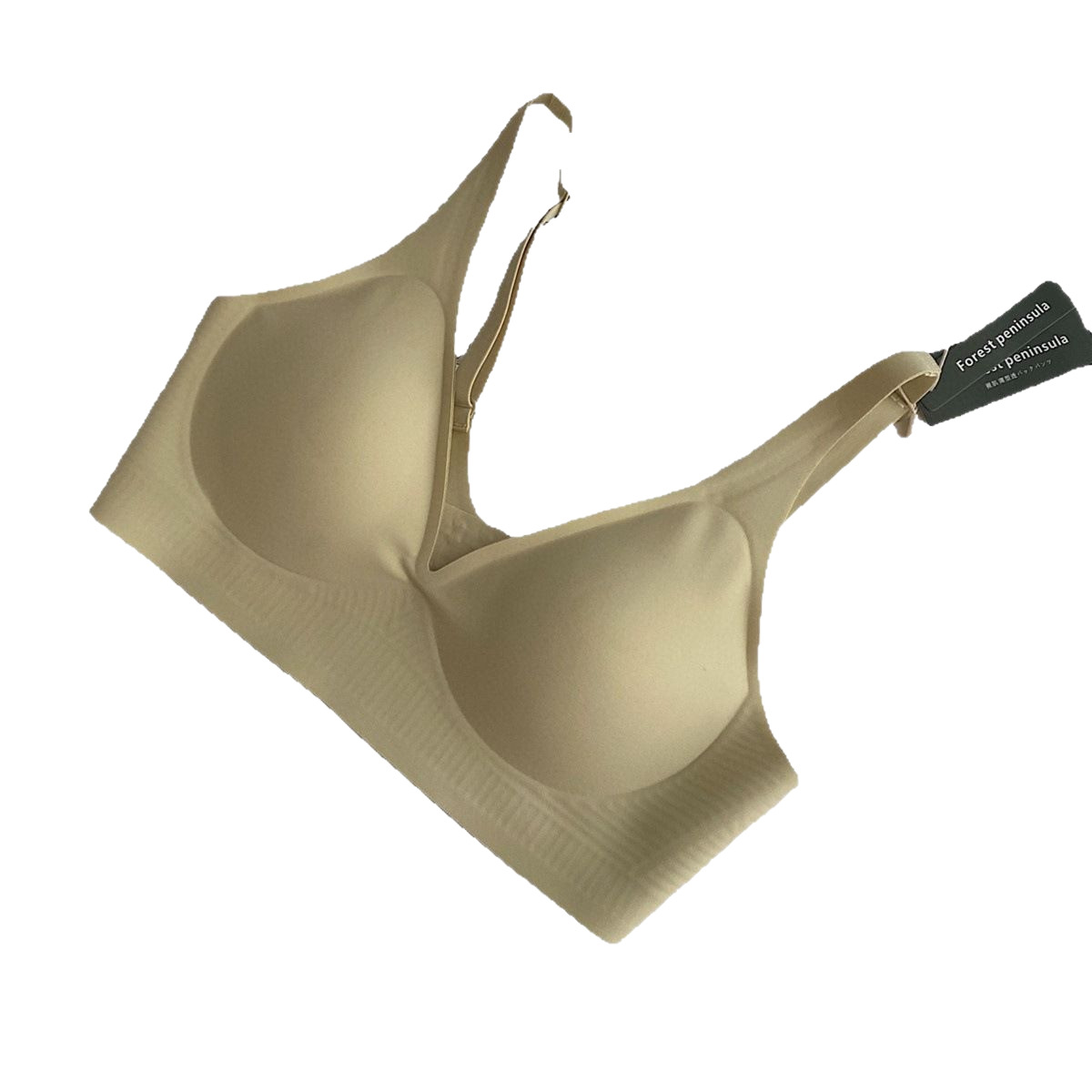 Forest Peninsula 208 # Ropa interior de sostén suave de gelatina de piel desnuda japonesa para mujer, cómodo sujetador delgado en V profundo sin anillo de acero
