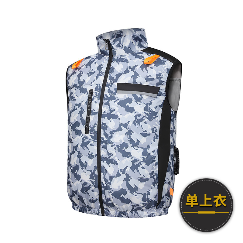 跨境货源夏季空调服降温反光条马甲带风扇的衣服风扇服工作服|undefined